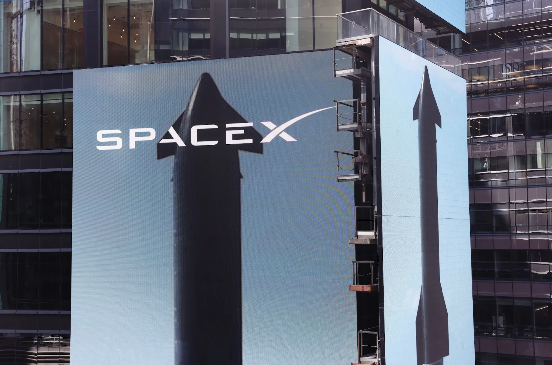 A SpaceX billboard display
